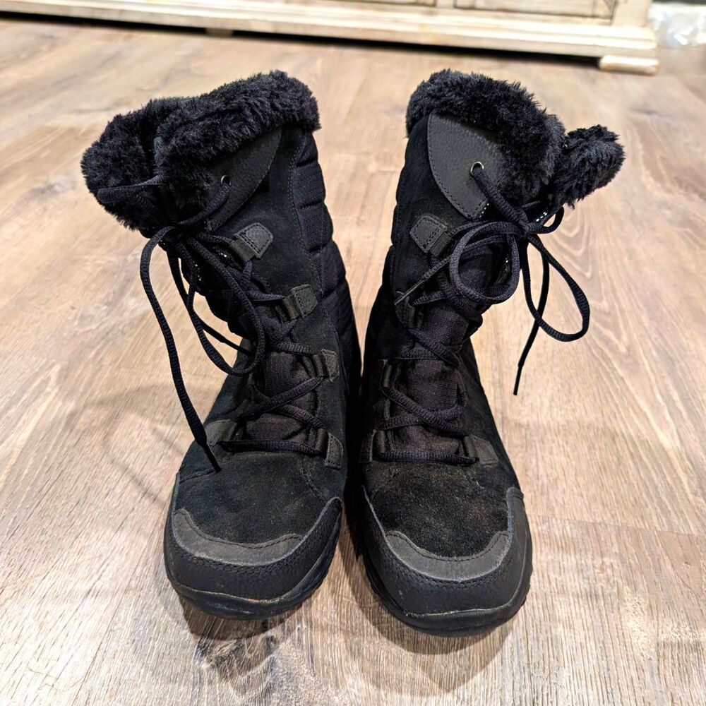 Columbia Ice Maiden II Black Waterproof Faux Fur Omni-Heat Winter Boots Size 8
